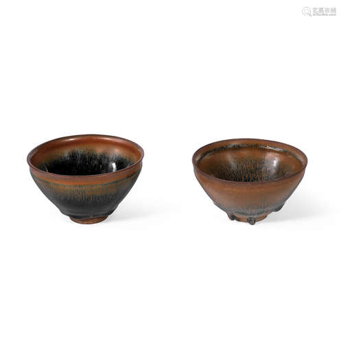 Song Dynasty Two Jianyao 'hare's fur' tea bowls