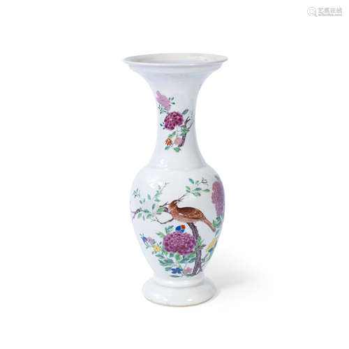 18th century  A famille rose trumpet-necked baluster vase