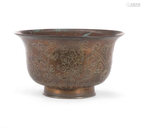 17th century An incised bronze 'lotus' bowl