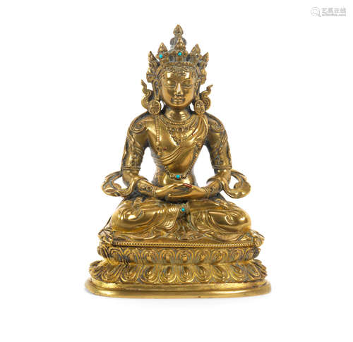 18th century A gilt-bronze figure of Amitayus