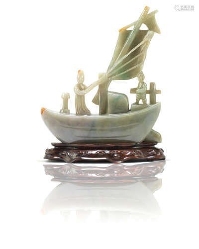 Late Qing Dynasty/early Republic Period A group of hardstone carvings of sailing boats