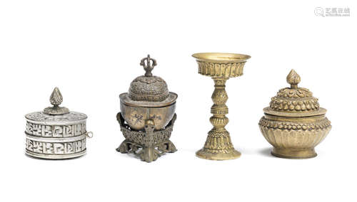 Tibet, 19th/20th century A group of altar vessels