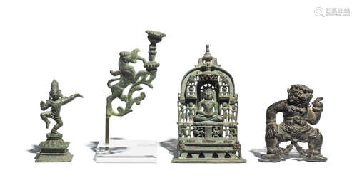 India, possibly 14th century and later A varied group of bronze votive figures and attachments