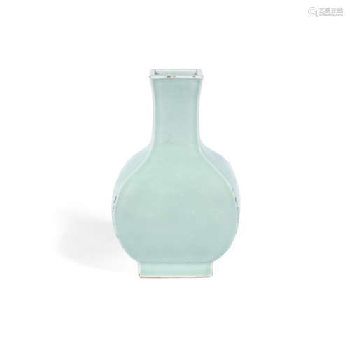 Yongzheng seal mark, 19th or 20th century A celadon-glazed square bottle vase