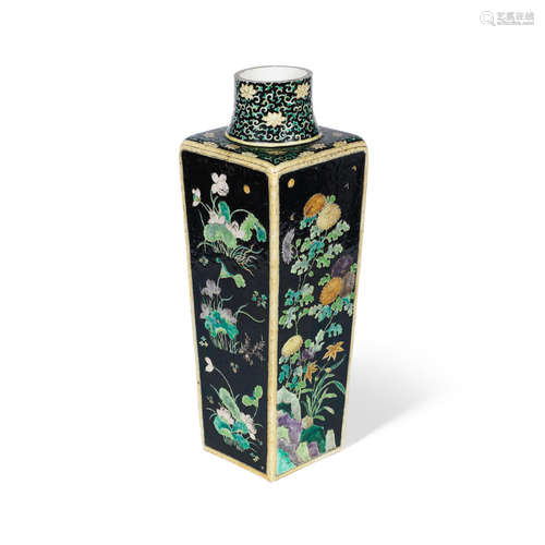 Chenghua six-character mark, Kangxi A famille noire square tapering vase