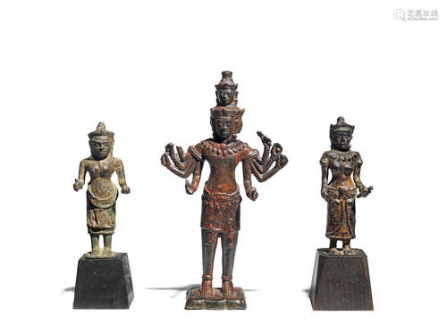 A group of Khmer bronze figures