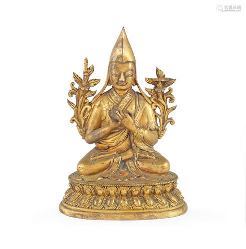 China, 19th century A Gilt copper alloy figure of Tsongkhapa