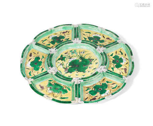 Kangxi A biscuit famille verte sweetmeat tray set