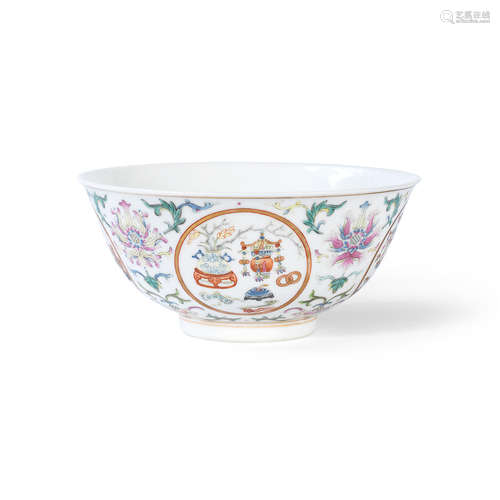 Shendetang four-character hallmark, Republic period A famille rose 'lantern' bowl