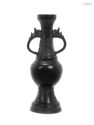 14th/15th century A small bronze baluster vase