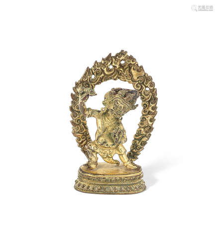 Tibet, 18th century A small gilt-bronze figure of Mahakala