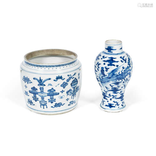 Kangxi to 19th century Two blue and white vessels