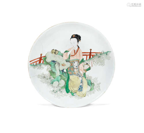 Kangxi A famille verte 'lady and child' dish