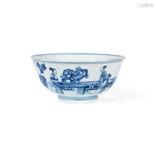 Chenghua six-character mark, Kangxi A blue and white 'ladies' bowl