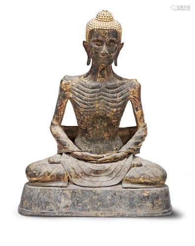 Thailand, Bangkok, Rattanakosin period 19th/20th century A gilt-lacquered copper-alloy figure of the ascetic Buddha