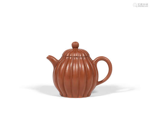 Qing Dynasty A small Yixing melon-form teapot and cover