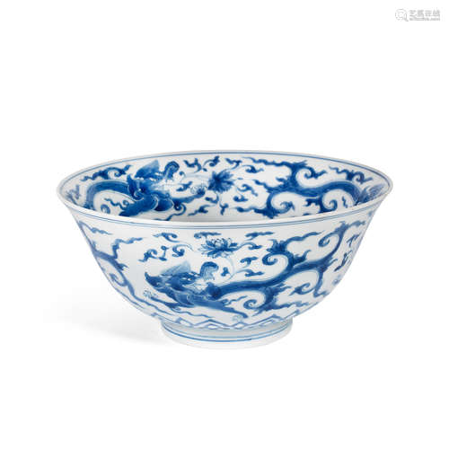 Chenghua six-character mark, Kangxi A blue and white 'makara' bowl