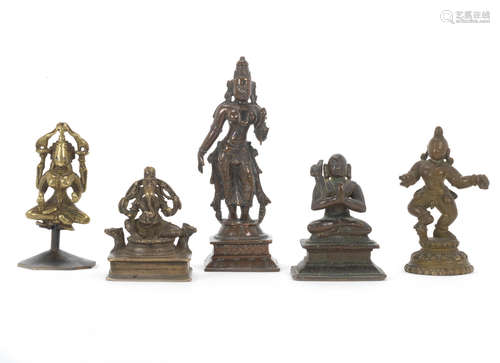 14th century and later  Five Indian bronze and copper-alloy votive figures