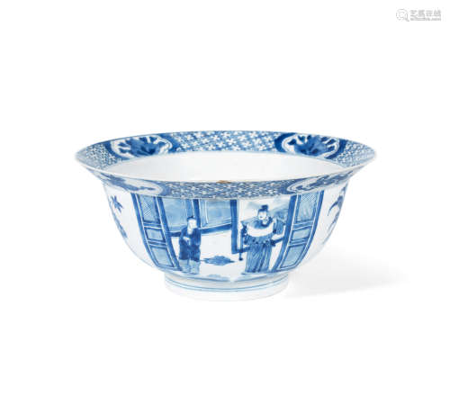 Kangxi six-character mark and of the period A blue and white 'klapmuts' bowl