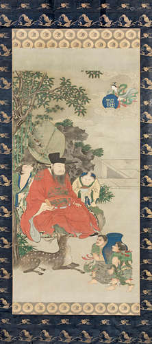 Fuxing and attendants Anonymous (Qing Dynasty)