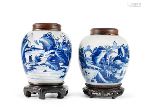 Kangxi Two blue and white ginger jars