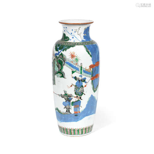 19th century A wucai 'Romance of the Three Kingdoms' sleeve vase