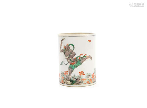 Kangxi A famille verte 'kuixing' brush pot