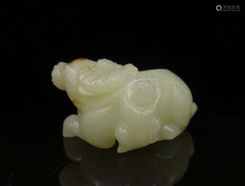 CHINESE WHITE JADE BOY ON WATER BUFFALO