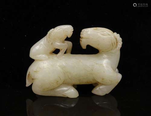 CHINESE WHITE JADE CARVED SHEEP GROUP