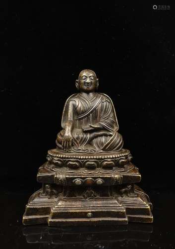 CHINESE BRONZE FIGURE OF TIBETAN GURU