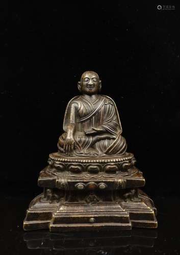 CHINESE BRONZE FIGURE OF TIBETAN GURU