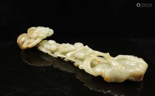 CHINESE WHITE JADE CARVED RUYI