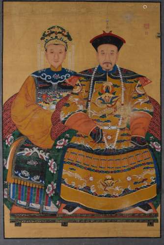 CHINESE QING DYNASTY KING'S ANCESTRY PAINTING