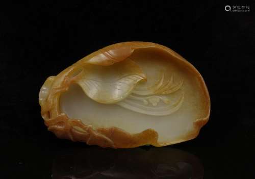 CHINESE WHITE JADE CARVED INK PALETTE