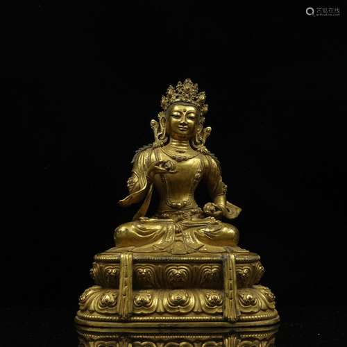 CHINESE GILT BRONZE FIGURE OF VAJRA SATTVA