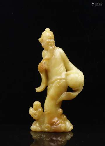 CHINESE JADE CARVED FISHERMAN