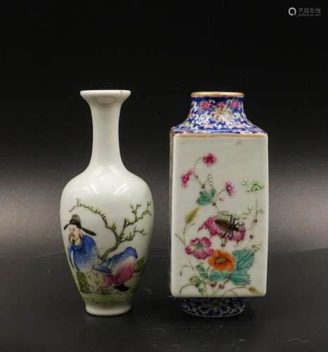 CHINESE TWO FAMILLE ROSE PORCELAIN VASE