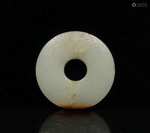 CHINESE WHITE JADE BI DISK