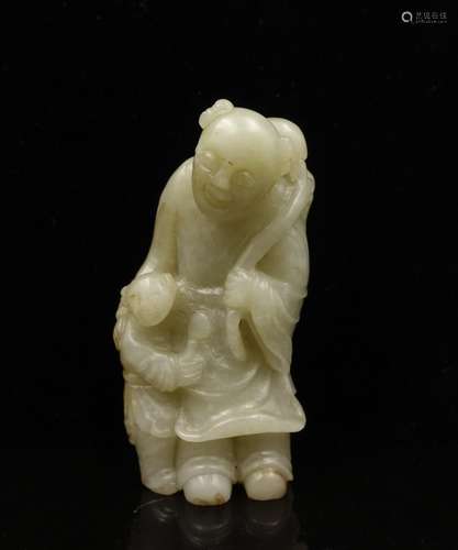 CHINESE CELADON JADE CARVED BOYS