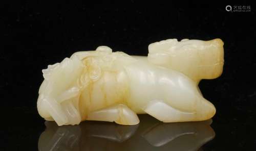CHINESE WHITE JADE CARVED BOY WITH BUFFALO