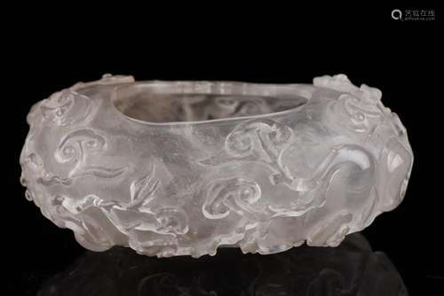 CHINESE CRYSTAL CARVED RUYI BRUSH WASHER