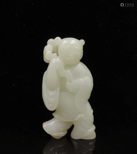 CHINESE WHITE JADE CARVED BOY