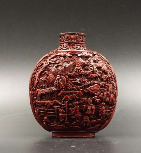 CHINESE CINNABAR LACQUER SNUFF BOTTLE