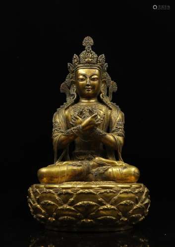 CHINESE GILT BRONZE FIGURE OF VAJRA SATTVA