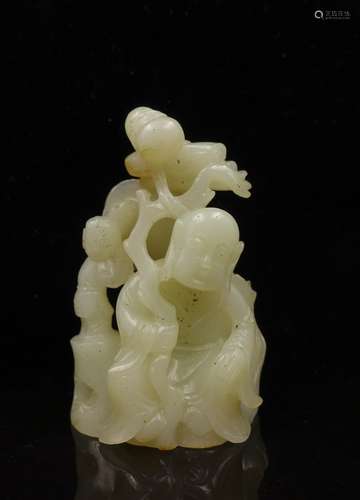 CHINESE CELADON JADE CARVED FIGURINE