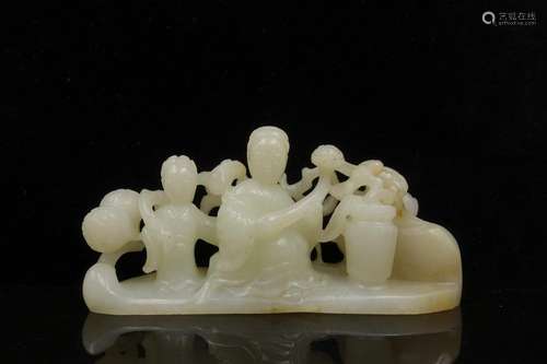 CHINESE WHITE JADE CARVED LADIES