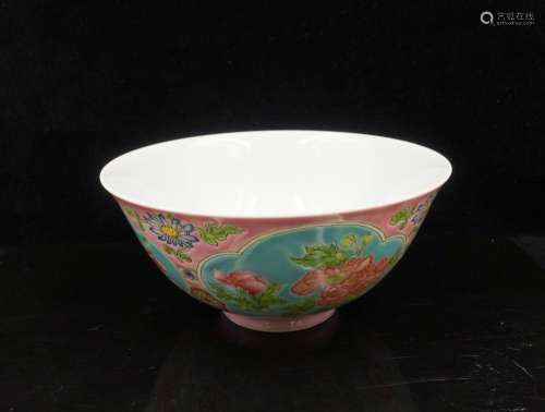 CHINESE FAMILLE ROSE PORCELAIN BOWL WITH MARK