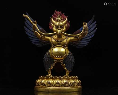 CHINESE GILT BRONZE FIGURE OF GARUDA