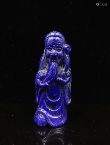 CHINESE LAPIS LAZULI FIGURE OF LAOSHOU