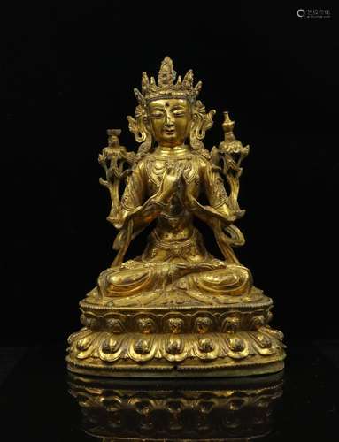 CHINESE GILT BRONZE FIGURE OF AMITABHA